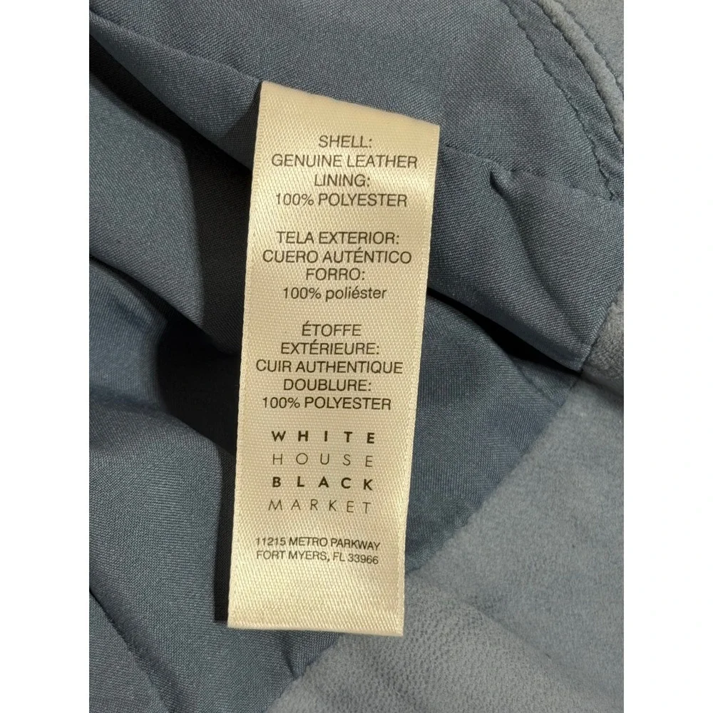 White House Black Market Blue Suede Draped Front Jacket 570209870 Womens XS